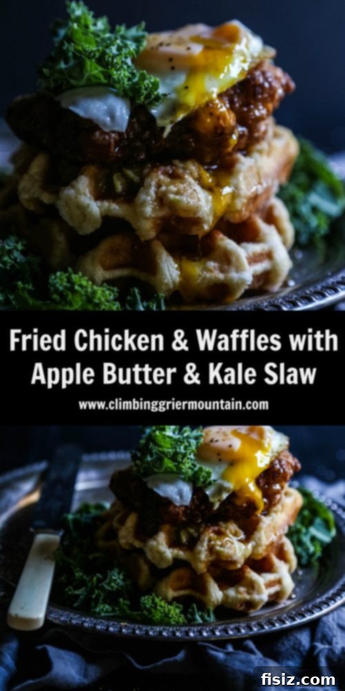 Crispy Chicken Waffles, Sweet Apple Butter, Fresh Kale Slaw 8 Delicious Fried Chicken and Waffles ready to be enjoyed