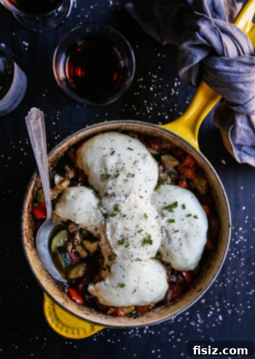 One-Pan Turkey Ratatouille and Herb Dumplings 2 leftover-turkey-ratatouille-skillet-with-herbed-dumplings-www-climbinggriermoutain-com-i
