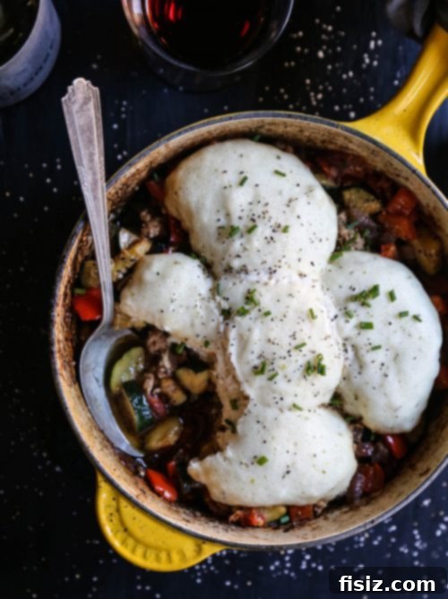 One-Pan Turkey Ratatouille and Herb Dumplings 5 leftover-turkey-ratatouille-skillet-with-herbed-dumplings-www-climbinggriermountain-com-ii