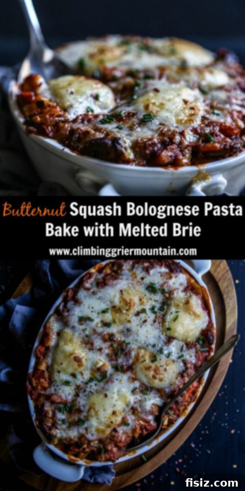 Hearty Butternut Squash Bolognese Pasta Bake, a perfect family dinner or potluck contribution