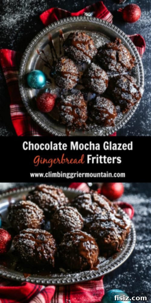 Rich Chocolate Mocha Gingerbread Fritters 9 A vibrant plate of freshly made Chocolate Mocha Glazed Gingerbread Fritters