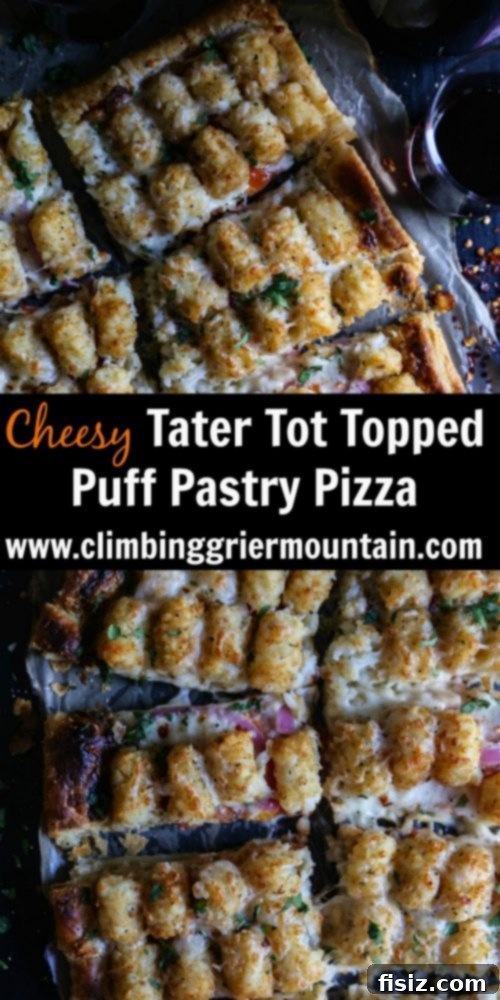 Flaky Puff Pastry Pizza with Cheesy Tater Tot Crunch 8 Full Cheesy Tater Tot Topped Puff Pastry Pizza