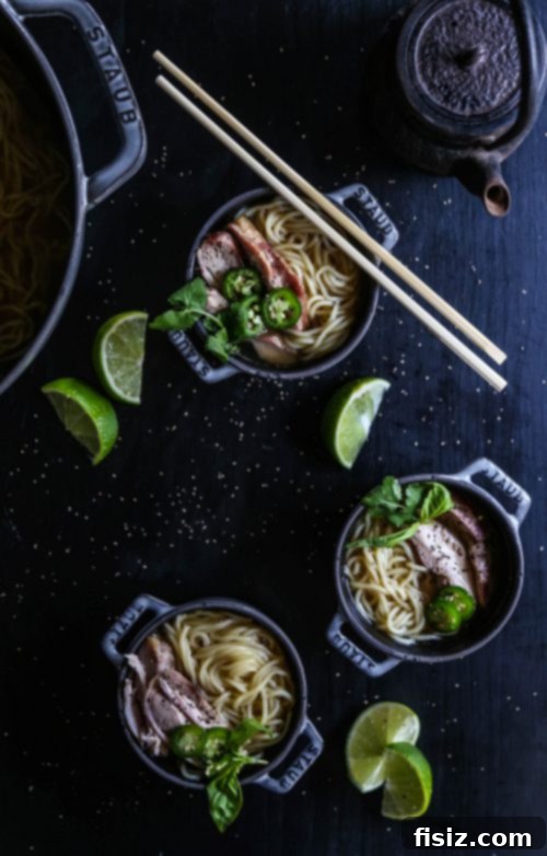 Vietnamese Chicken Noodle Bowl with various toppings