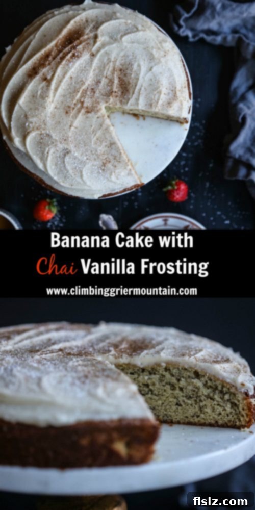 Chai-Spiced Banana Bliss Cake 7 Beautifully frosted Banana Cake with Chai Vanilla Frosting, ready to serve