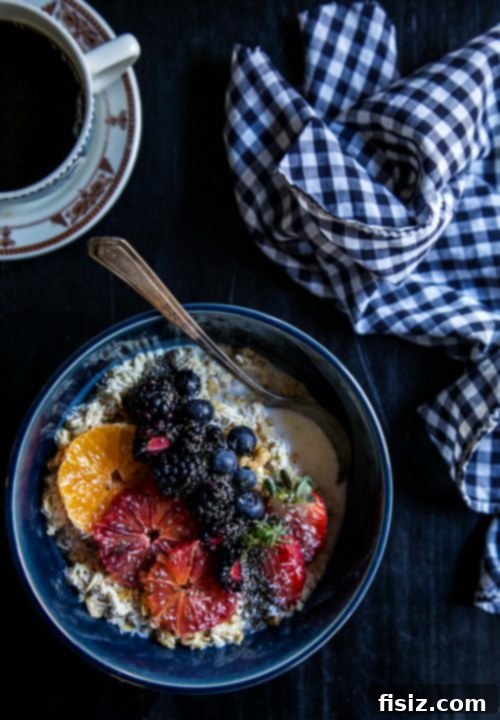 Sunrise Blood Orange Blackberry Granola Oat Bowls 4 Blood Orange & Blackberry Granola Oat Bowls close up