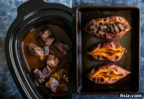 Korean BBQ Galbi Stuffed Sweet Potatoes 3 Preparing ingredients for Korean BBQ Short Rib Stuffed Sweet Potatoes