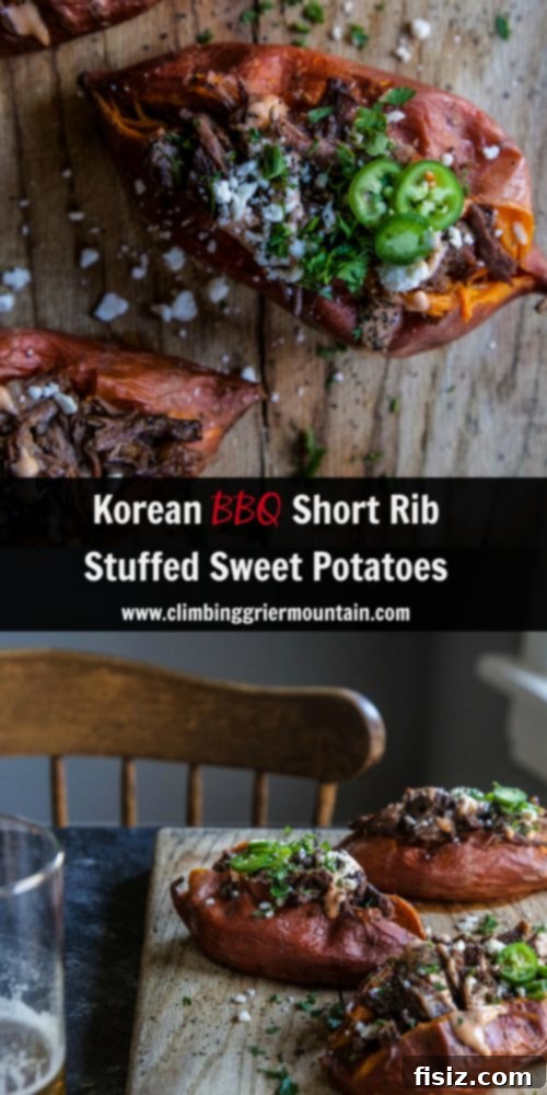 Korean BBQ Short Rib Loaded Sweet Potatoes 8 Korean BBQ Short Rib Stuffed Sweet Potatoes, ready to eat