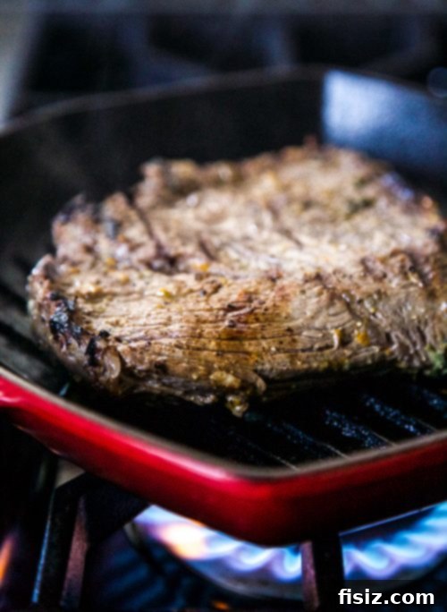 Cuban Mojo Steak Tacos 3 Zesty citrus marinade for flank steak in a bowl