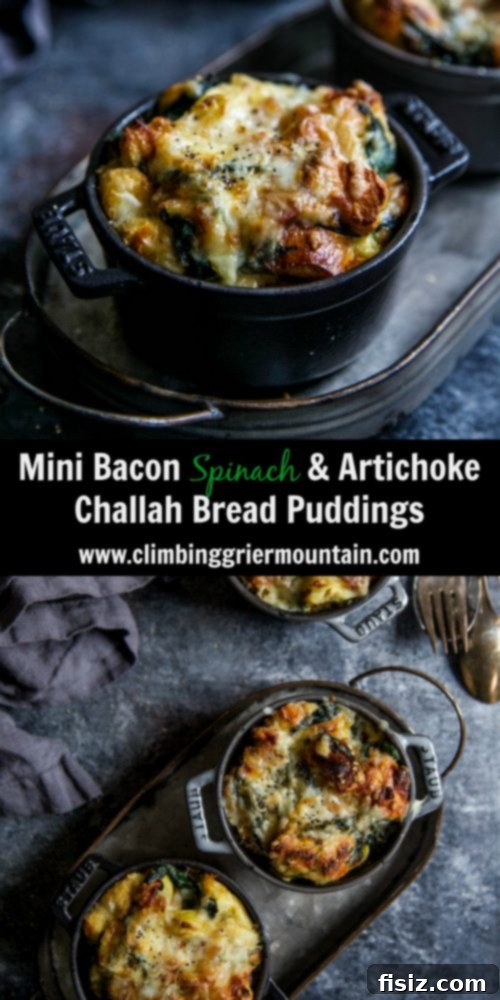Mini Bacon Spinach and Artichoke Challah Bread Puddings 8 Final shot of Mini Bacon Spinach Artichoke Challah Bread Puddings, garnished with herbs
