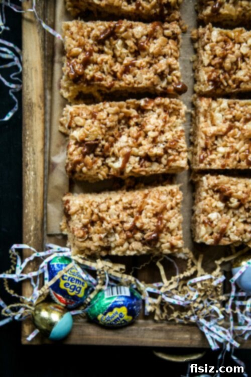 Cadbury's Crispy Marshmallow Indulgence 2 Cadbury Marshmallow Krispies - A festive and easy Easter dessert, perfect for holiday tables.