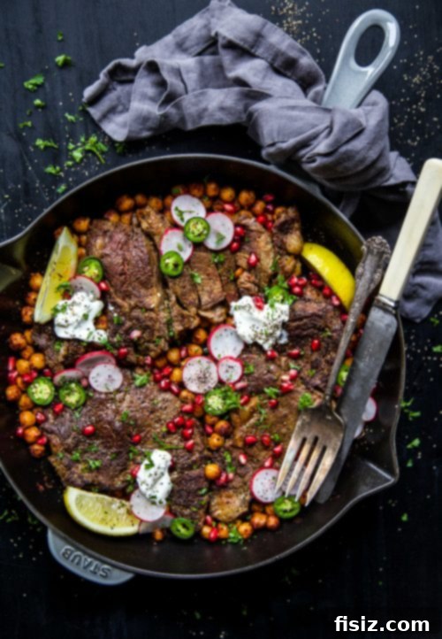 Curry Steak Skillet 5 One-Skillet Curry Steak served with garnishes