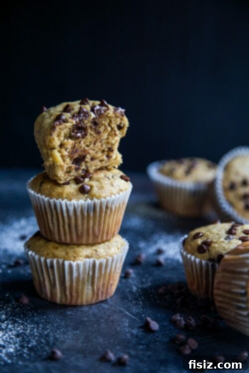 Chocolate Chip Tahini Banana Bread Muffins