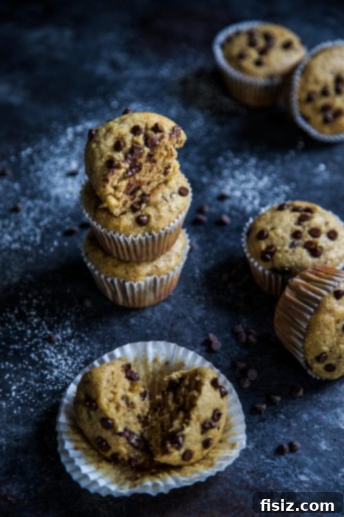 Plated Chocolate Chip Tahini Banana Bread Muffins