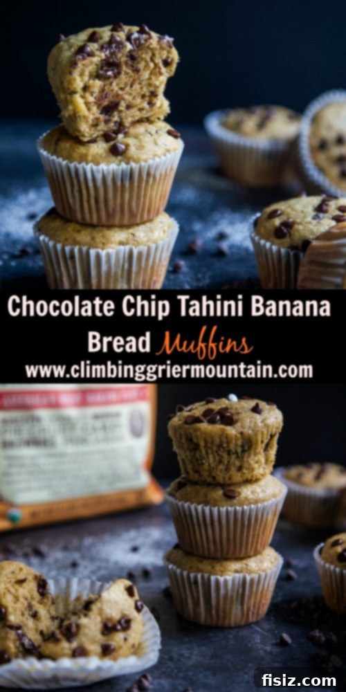 Delicious Chocolate Chip Tahini Banana Bread Muffins