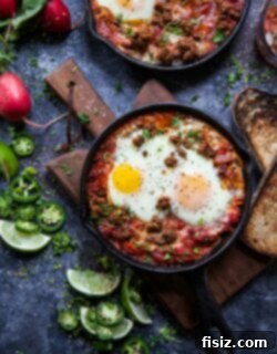 Fiery Paleo Chorizo Egg Bake 7 Final plated Paleo Fiery Baked Eggs with Chorizo