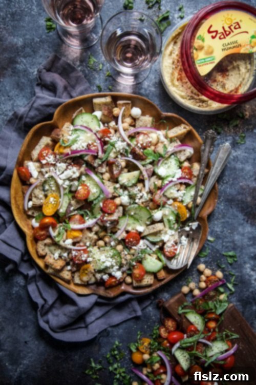Mediterranean Bread Salad with Hummus Tang 2 Chickpea Panzanella with Hummus Vinegar Dressing – A Refreshing Summer Salad