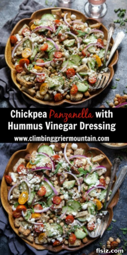 Mediterranean Bread Salad with Hummus Tang 8 Final Presentation of Chickpea Panzanella with Hummus Vinegar Dressing