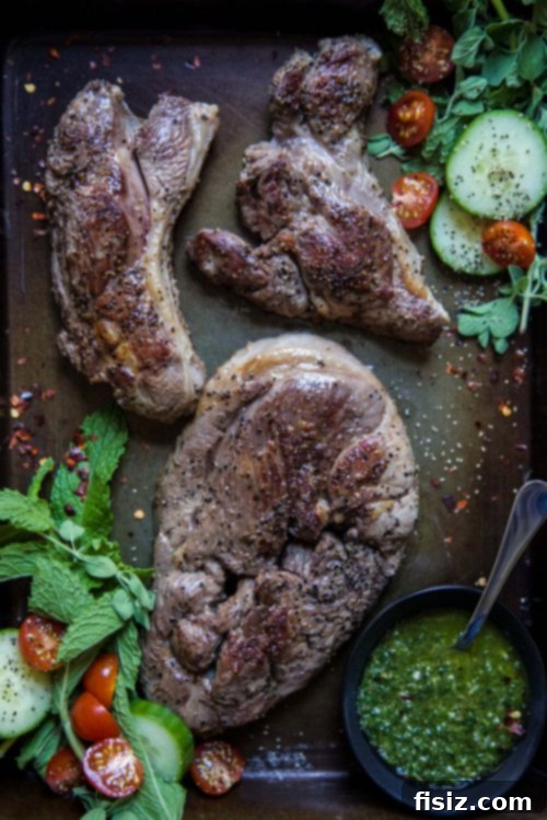 Succulent Lamb Kebabs with Zesty Anatolian Herb Relish 4 Close-up of three grilled lamb skewers with vegetables