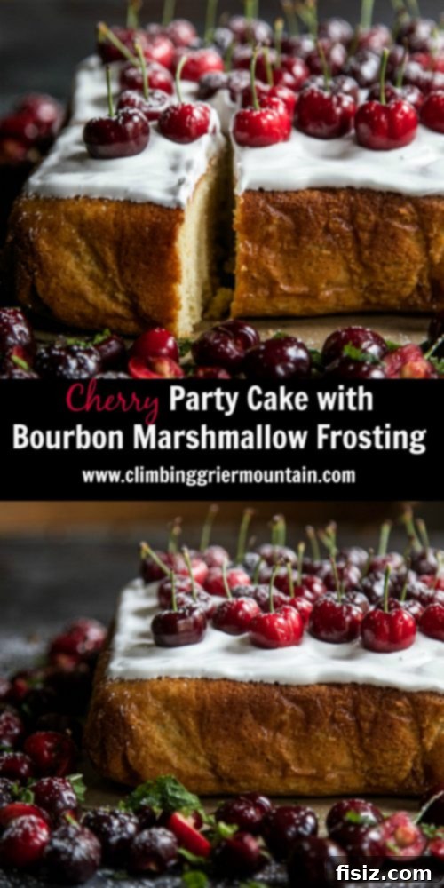 Cherry Party Cake with Bourbon Marshmallow Frosting