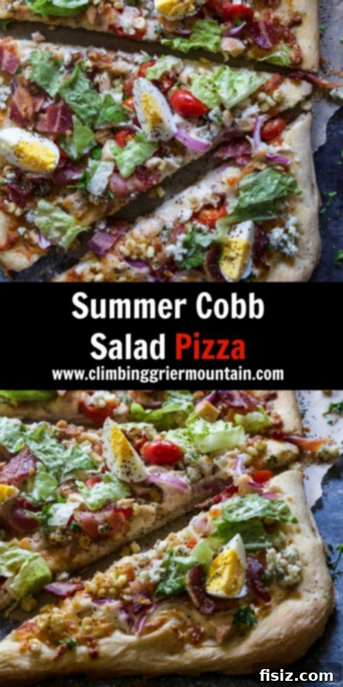 Beautifully presented Summer Cobb Salad Pizza, ready to be served
