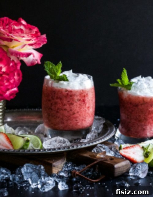 Roasted Strawberry Rosé Margarita with Coconut Cloud 6 Finished Roasted Strawberry and Rosé Margarita with Coconut Whipped Cream