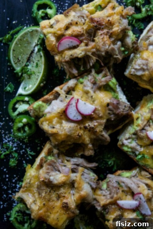 Zesty Pork & Avocado Toast Feast 2 Salsa Verde Pulled Pork Avocado Toasts – a perfect blend of flavors