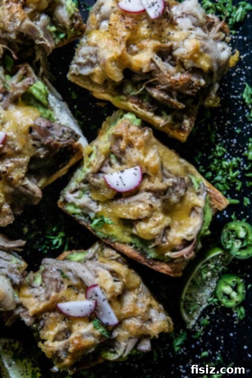 Zesty Pork & Avocado Toast Feast 6 Salsa Verde Pulled Pork and avocado toast preparation