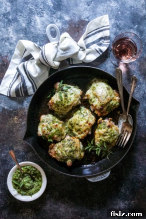 Crispy Skillet Chicken with Savory Miso Sesame Pesto 6 Crispy Skillet Chicken with Miso Sesame Pesto topped with melted mozzarella and fresh basil