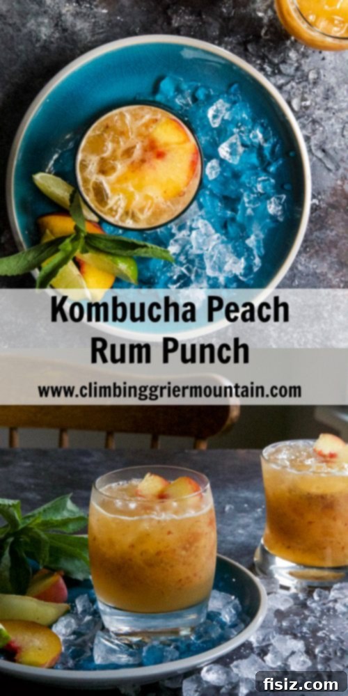 Sparkling Kombucha Peach Rum Punch 7 Garnished Kombucha Peach Rum Punch for a Summer Party
