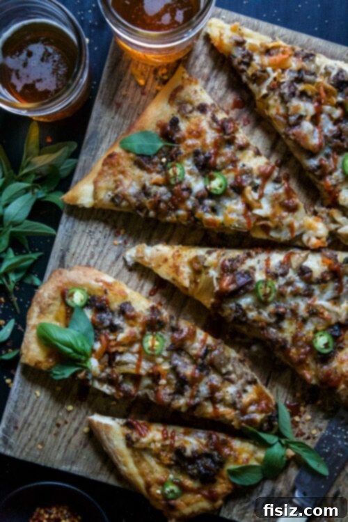 Slow Cooked Sriracha Beef Short Rib Kimchi White Pizza 2 Delicious Slow Cooker Sriracha Beef Short Rib & Kimchi White Pizza with melted cheese