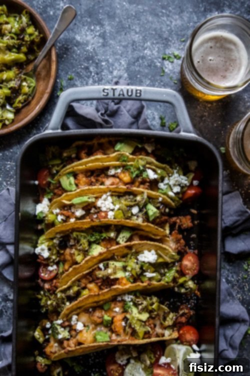 Tangy Al Pastor Chicken Tacos with Blistered Shishito Salsa 5 Fresh ingredients for Al Pastor Baked Chicken Tacos, including cheese and cilantro