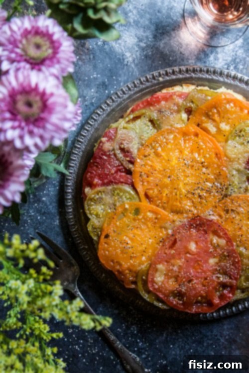 Savory Tomato and Bacon Upside Down Bake 5 Vibrant heirloom tomatoes for upside down cake