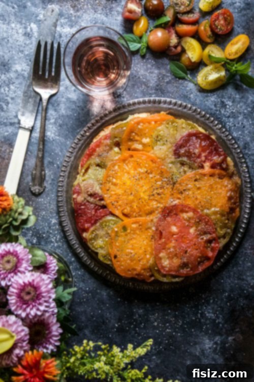 Savory Tomato and Bacon Upside Down Bake 6 A whole Tomato & Bacon Upside Down Cake on a plate