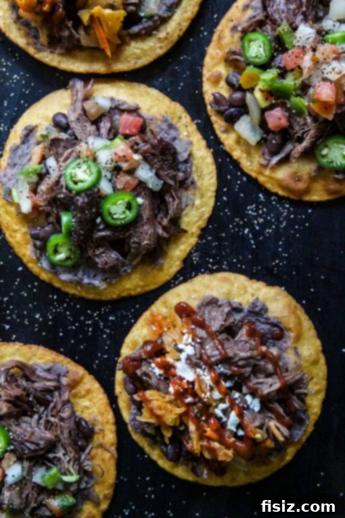 Korean BBQ Beef and Black Bean Chalupas 6 Close-up of fully assembled Korean BBQ Beef & Black Bean Chalupas