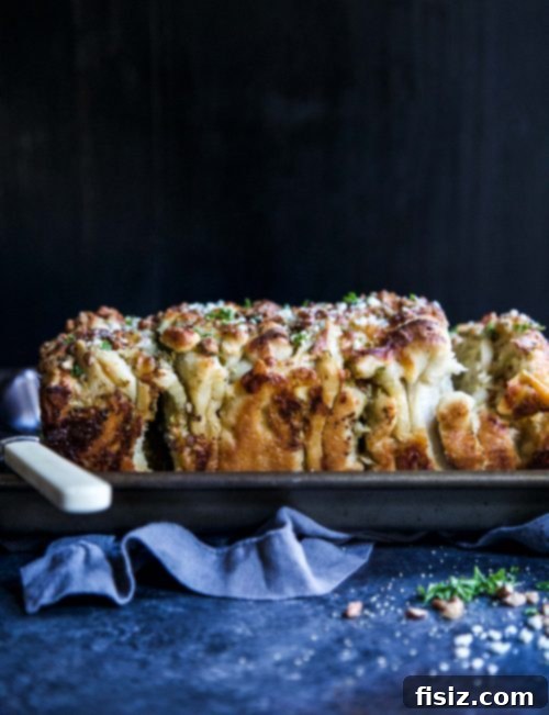 Savory Pull Apart Pizza with Blue Cheese, Pecans and Brussels Sprouts 5 Close-up of the delicious layers of cheese, sprouts, and pecans in the pizza