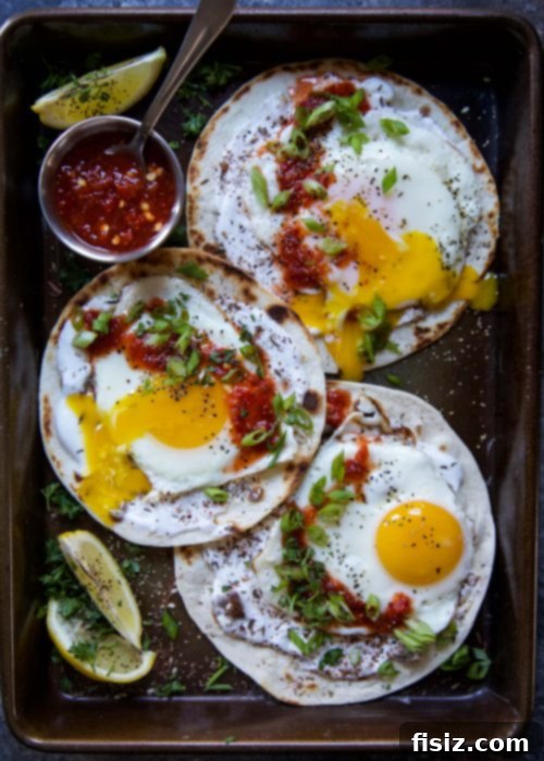 Za'atar Fried Egg Tacos with Fiery Chile Sauce 2 Za'atar Fried Egg Tacos with Chile Sauce on a plate