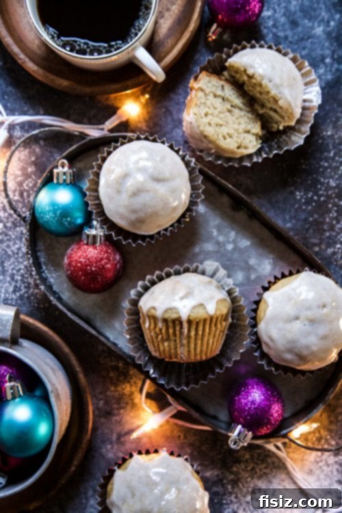 Holiday Eggnog Banana Muffins with Spiced Rum Glaze 2 Delicious Eggnog Banana Bread Muffins with Cinnamon Rum Glaze