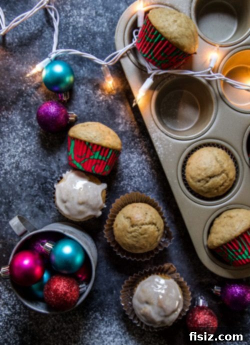 Holiday Eggnog Banana Muffins with Spiced Rum Glaze 4 Eggnog Banana Bread Muffins with Cinnamon Rum Glaze