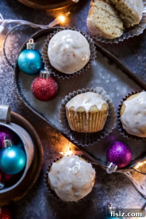 Holiday Eggnog Banana Muffins with Spiced Rum Glaze 6 Eggnog Banana Bread Muffins with Cinnamon Rum Glaze
