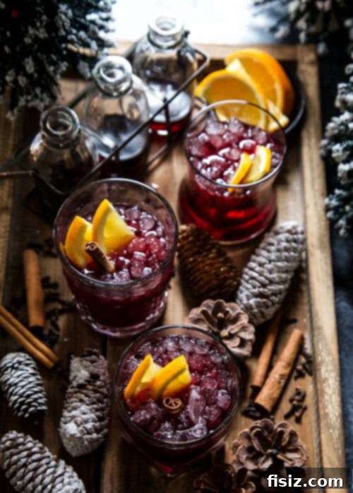Ruby Spiced Sparkle Punch 3 Ingredients for Spiced Merlot Sparkling Punch on a wooden board