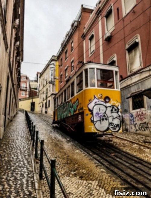 Lisbon Revealed: Your Guide to Stays, Bites, and Sights 29 The iconic yellow Tram 28 navigating a narrow street in Lisbon