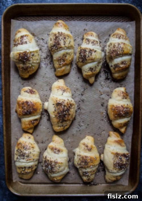 Easy Za'atar Croissants with Labneh 3 Easy Za'atar Croissants with Labneh arranged beautifully on a serving dish.