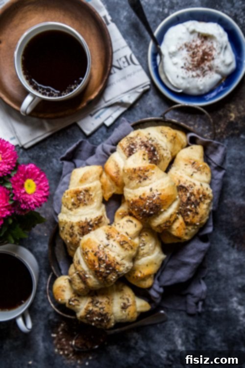 Easy Za'atar Croissants with Labneh 6 Easy Za'atar Croissants with Labneh served fresh and warm.