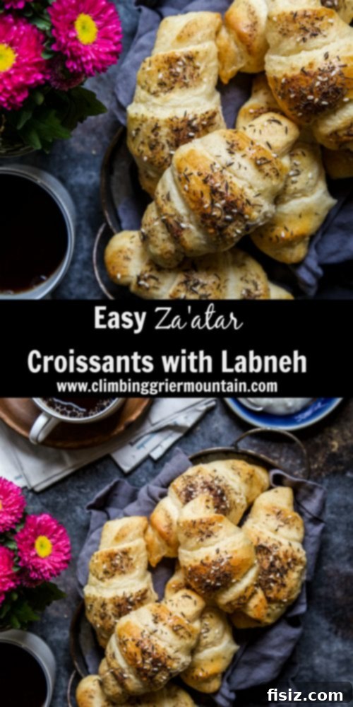 Easy Za'atar Croissants with Labneh 8 A basket of freshly baked Za'atar Croissants with Labneh, ready for serving.