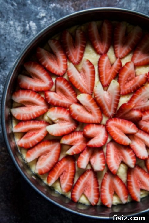 Jammy Strawberry Ricotta Cloud Cake 4 Roasted Strawberry Ricotta Cake with heart-shaped strawberries
