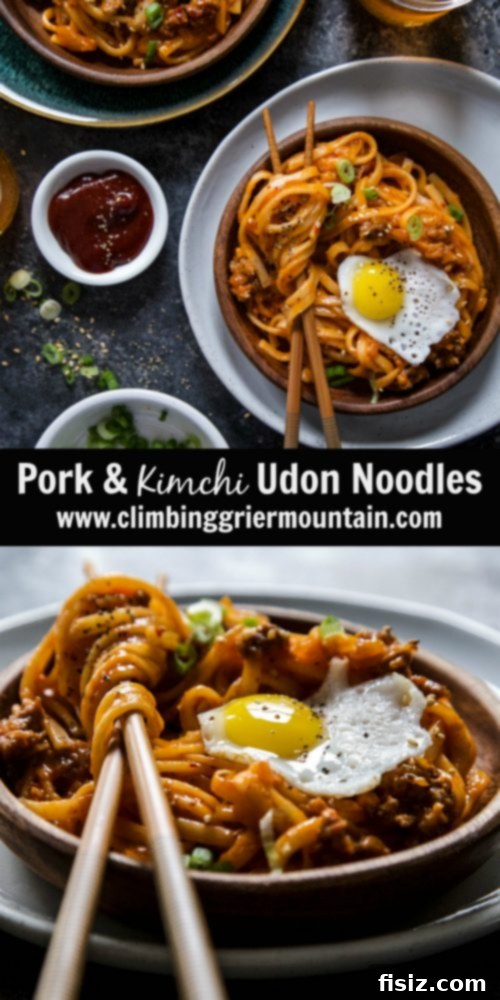 Umami Pork Kimchi Udon 7 Serving of Pork & Kimchi Udon Noodles with garnishes