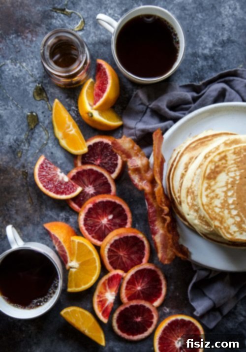 Zesty Blood Orange & Crispy Bacon Pancakes 3 Bacon and Blood Orange Pancakes