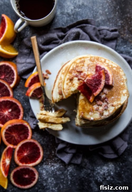 Zesty Blood Orange & Crispy Bacon Pancakes 5 Bacon and Blood Orange Pancakes