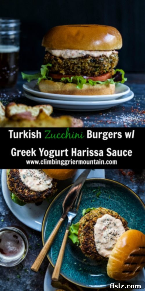 Turkish Zucchini Burgers with Harissa Greek Yogurt 8 Turkish Zucchini Burgers served with Greek Yogurt Harissa Sauce, ready to eat
