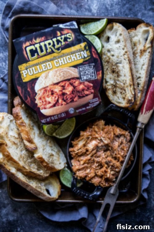 Crispy BBQ Chicken Toasts with Smoky Corn & Bacon 3 Close-up of a single Pulled BBQ Chicken Toast, ready to be served